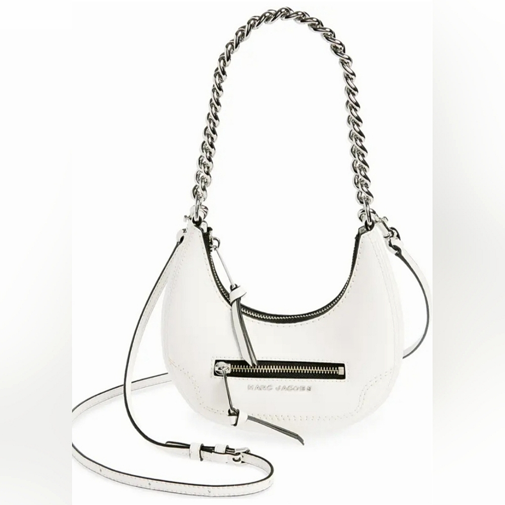 Marc Jacobs Mini Cresent Leather Crossbody Bag White NWT